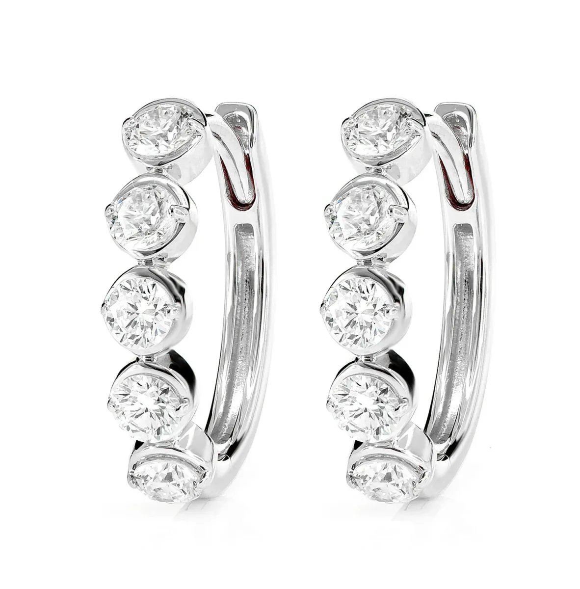 For Him Diamond Caterpillar Oval Hoop Earrings in White Gold / 0.70ctw / Natural Diamond – Earring
