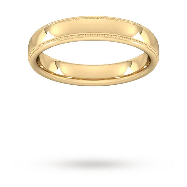 For Him 6mm D Shape Heavy Milgrain Edge Wedding Ring In 18 Carat Yellow Gold