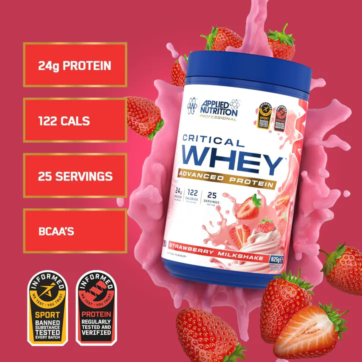 Applied Nutrition Critical Whey Protein Powder Strawberry Milkshake 825g detail 2