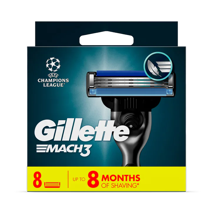 Gillette Mach3 Razor Refills for Men, 8 Razor Blade Refills