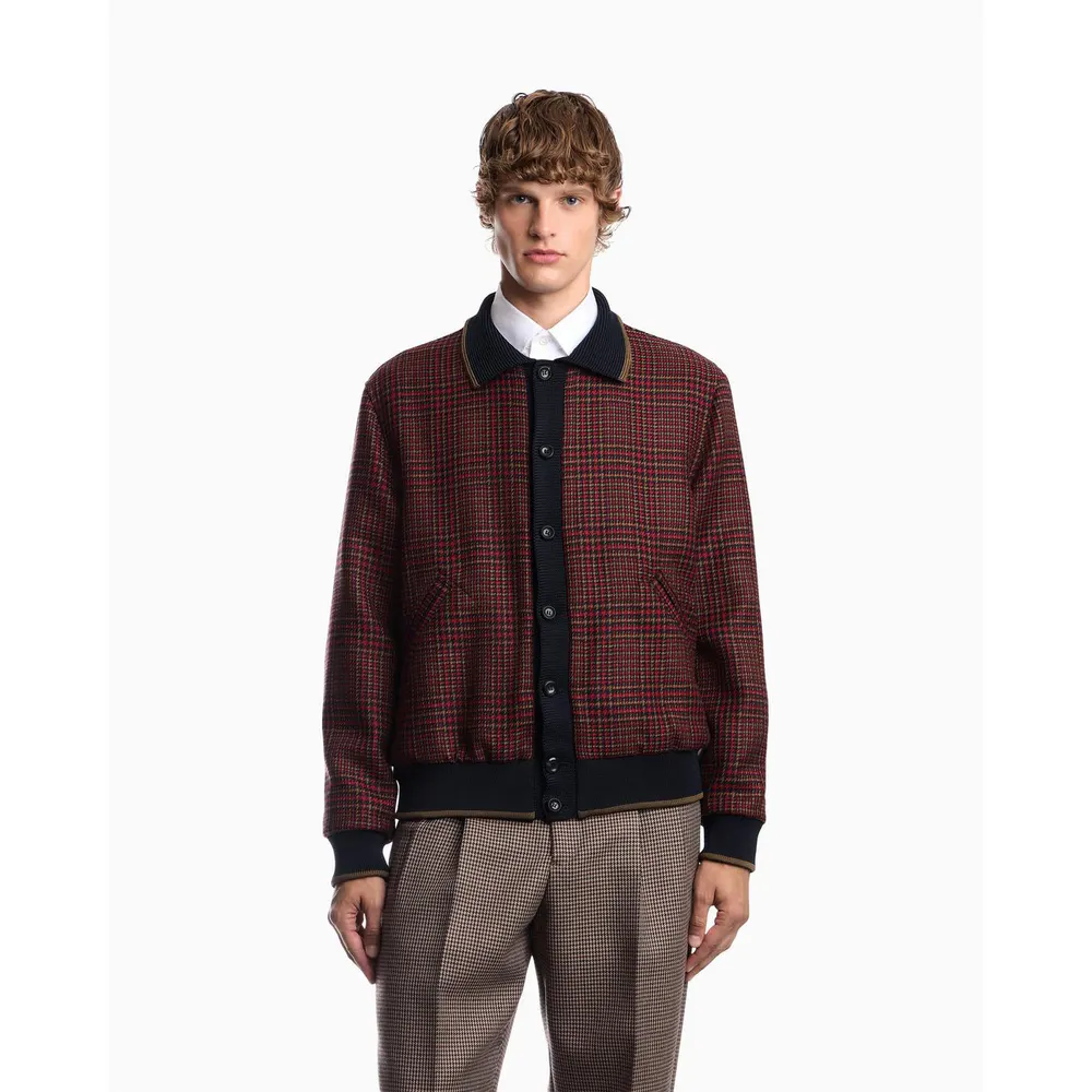 Emporio Armani Men's Virgin Wool Tweed Bomber Jacket