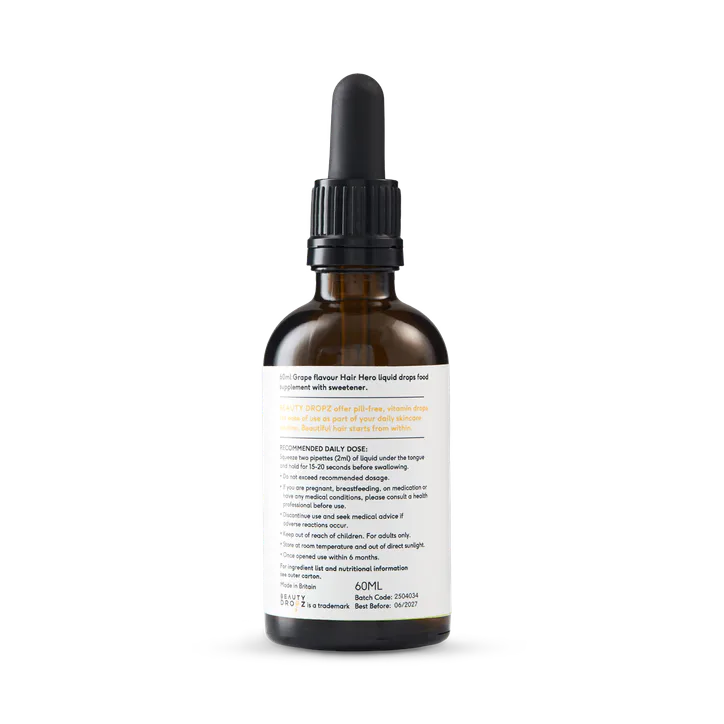 Beauty Dropz Hair Hero Edible Beauty Liquid Drops Grape Flavour 60ml, additional product view 2