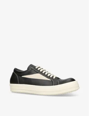 RICK OWENS Vintage Low grained-leather and suede low-top trainers - EUR 40 / 6 UK MEN detail 3