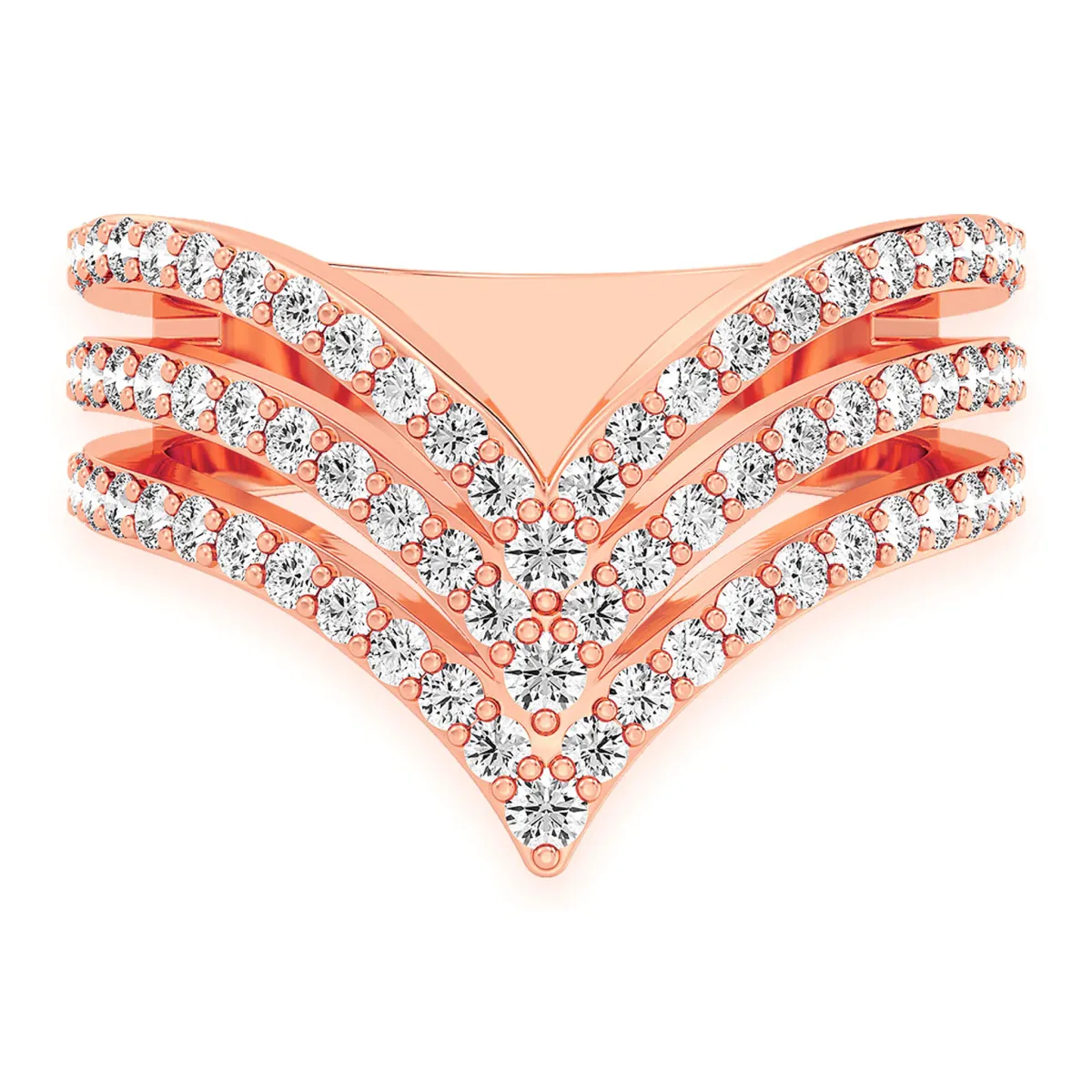 For Him Triple Pointed V-Shaped Ring in Rose Gold / Natural Diamond – Ring