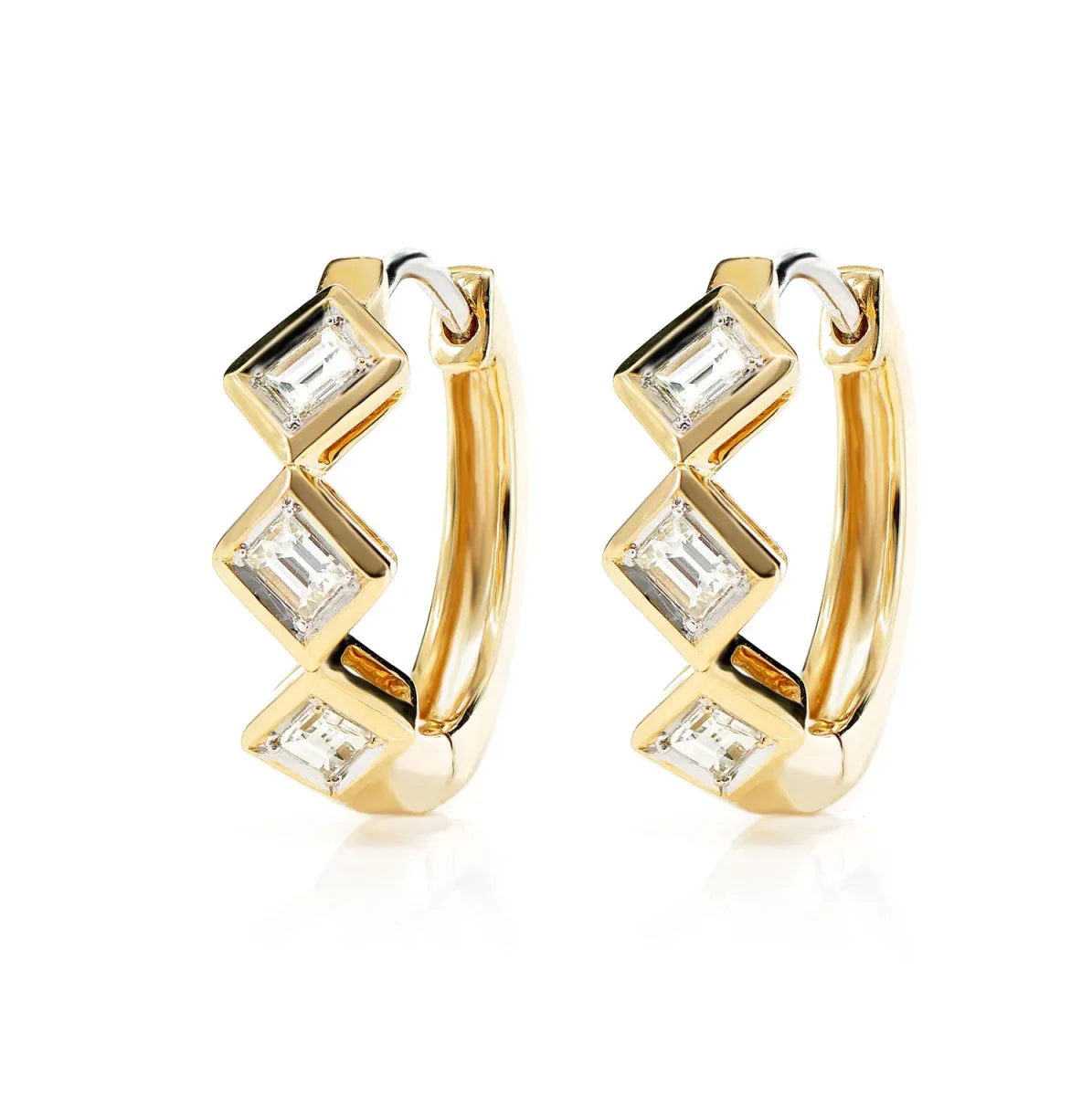 For Him Alternating Baguette Diamond Hoop Earrings in Rose Gold / Lab Grown Diamond – Earring