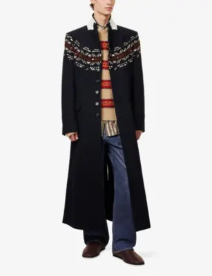 DRIES VAN NOTEN Ralor Embroidered Wool-Blend Coat detail 2