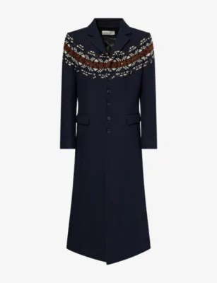 DRIES VAN NOTEN Ralor Embroidered Wool-Blend Coat