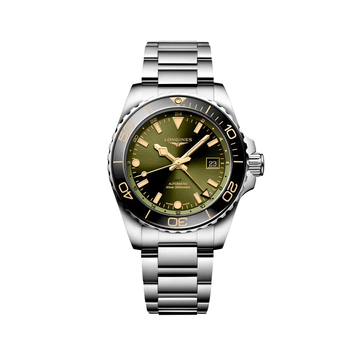Longines HydroConquest 41mm Mens Watch Green Stainless Steel