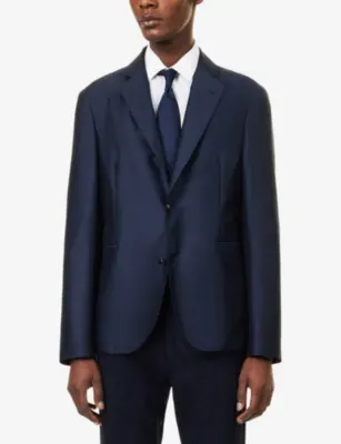 EMPORIO ARMANI Tropical Single-Breasted Wool and Silk-Blend Blazer - 46R detail 3