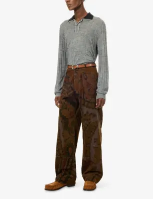MARNI Logo-Embroidery Long-Sleeve Wool Polo Knit detail 2