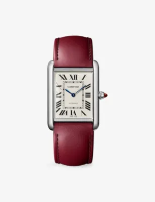 CARTIER Tank Louis Large Model Platinum And Leather Automatic Watch in PLATINUM – Jewellery & Watches | Mens luxury watches