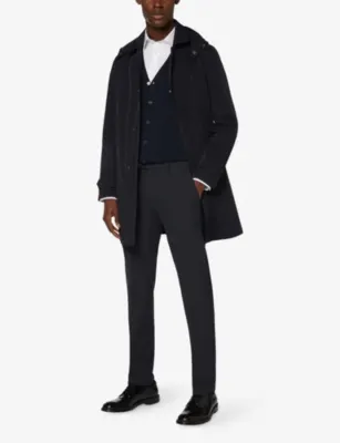BOGGI B-Travel Technical Stretch-Nylon Raincoat in NAVY BLUE, additional product view 2