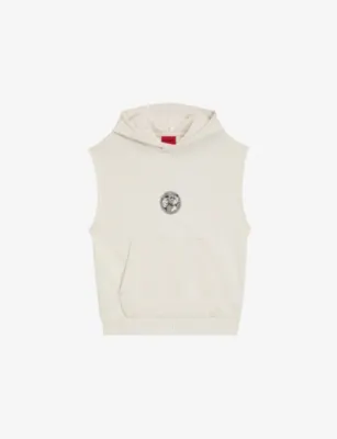 HUGO Logo-Print Relaxed-Fit Sleeveless Sweatshirt