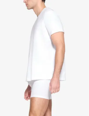 SKIMS Crewneck short-sleeve cotton-jersey T-shirt - CHALK in CHALK, additional product view 3