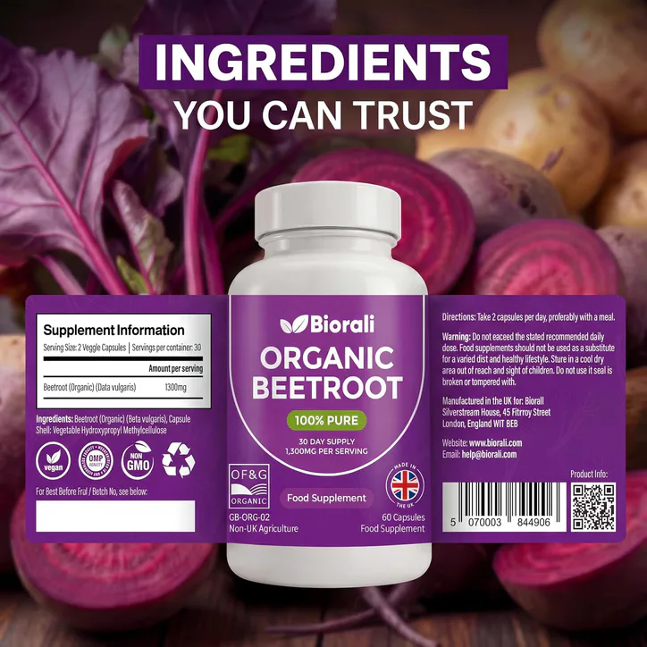Biorali Organic Beetroot Capsules - 60 Capsules, additional product view 3