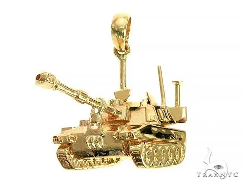 RINA - For Him FACTORY 14K Yellow Gold Battle Tank Pendant 66026 – Pendant
