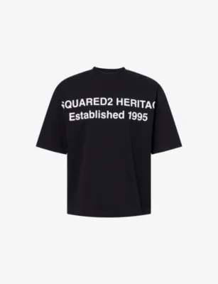 DSQUARED2 Heritage Oversized Cotton T-Shirt in BLACK – Mens | Tops & t-shirts | T-Shirts | Plain T-Shirts