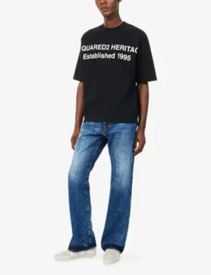 DSQUARED2 Heritage Oversized Cotton T-Shirt in BLACK, additional product view 2