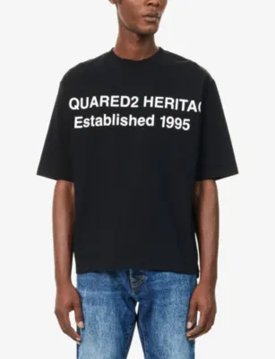 DSQUARED2 Heritage Oversized Cotton T-Shirt in BLACK, additional product view 3