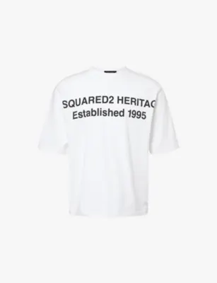 DSQUARED2 Heritage Oversized Cotton T-Shirt in WHITE – Mens | Tops & t-shirts | T-Shirts | Plain T-Shirts