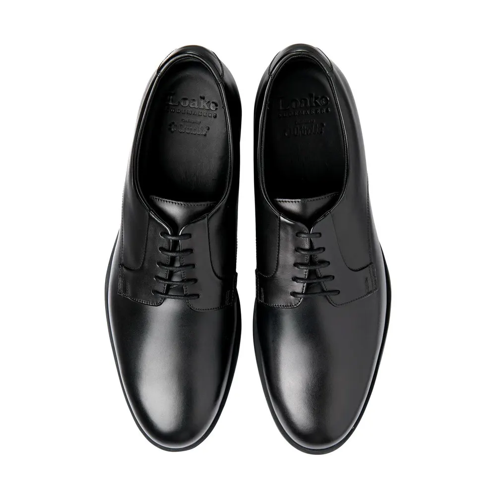 Loake Men's Irwin Derby Shoes in Black calf, additional product view 3