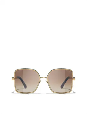 CHANEL CH4288Q Square-Frame Metal Sunglasses