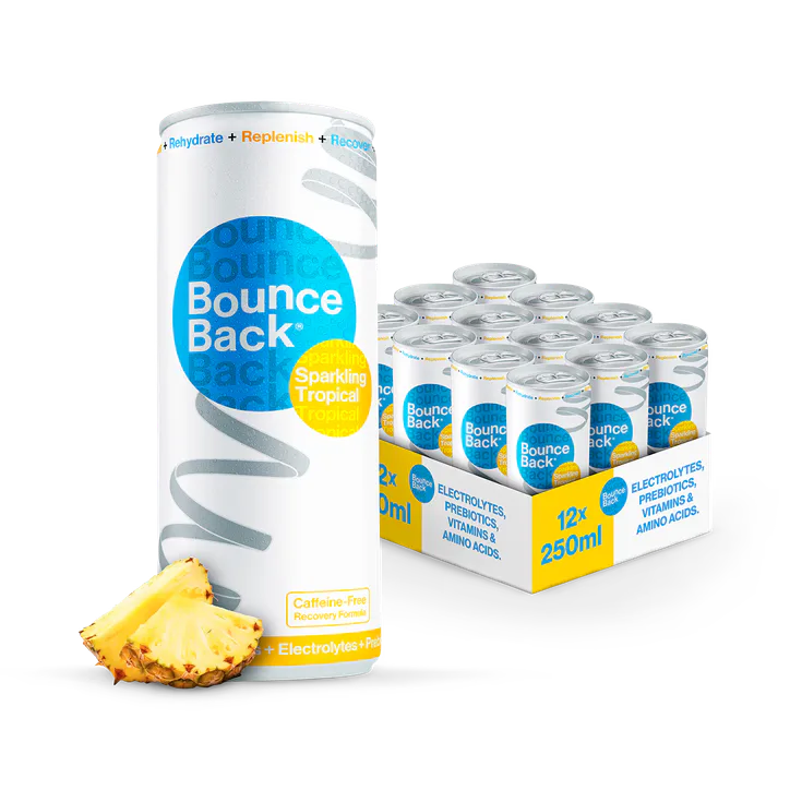 Bounce Back Case of 12 x 250ml Tropical Flavour Low Calorie Caffeine-Free Sparkling Soft Drink