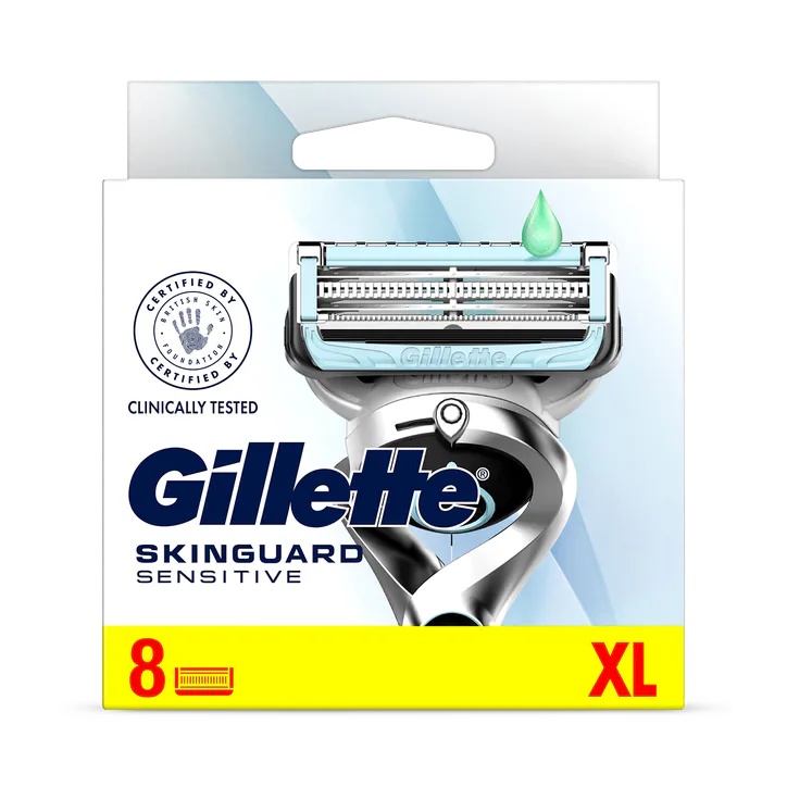 Gillette SkinGuard Sensitive Razor Blade Refills for Men, 8 Blades