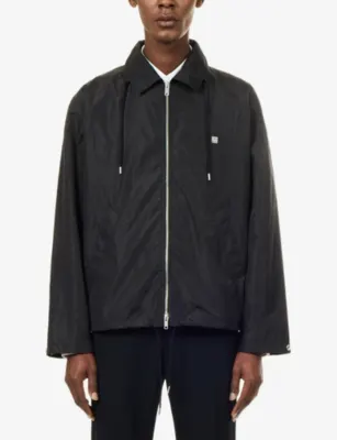 TOTEME Logo-Embroidery Drawstring Nylon Jacket in BLACK, additional product view 3