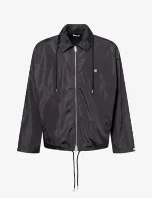 TOTEME Logo-Embroidery Drawstring Nylon Jacket in BLACK – Mens | Coats & jackets | Lightweight