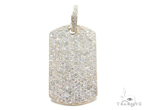 RINA - For Him FACTORY Prong Diamond Dog Tag 42494 in Yellow Gold – Pendant