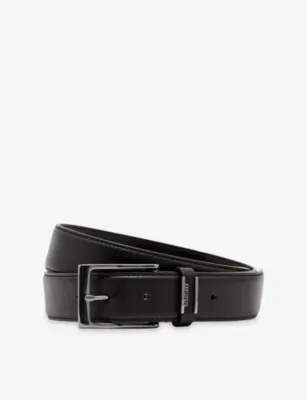 REISS Finch Branded-Buckle Leather Belt - 28