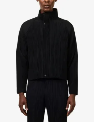 HOMME PLISSE ISSEY MIYAKE Tailored Pleated Knitted Jacket in 15-black, additional product view 3