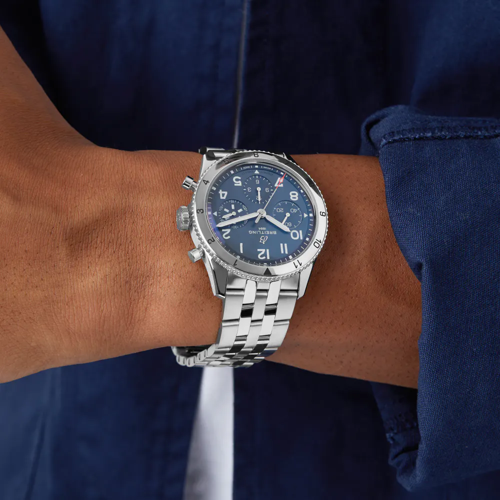 Breitling Classic AVI Chronograph 42 Tribute to Vought F4U Corsair Stainless Steel Watch detail 3
