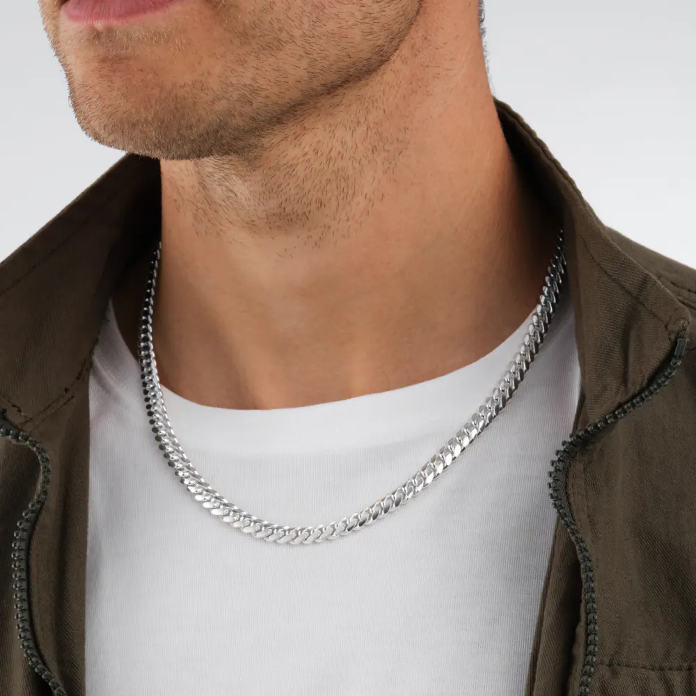 For Him Sterling Silver 6.75mm Cuban Chain detail 2