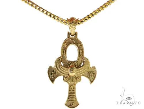RINA - For Him FACTORY 14K For Him's Mystique Ankh Cross Crucifix 10K Franco Chain Set 57204 in Rose Gold / 18 Inches – Pendant Set