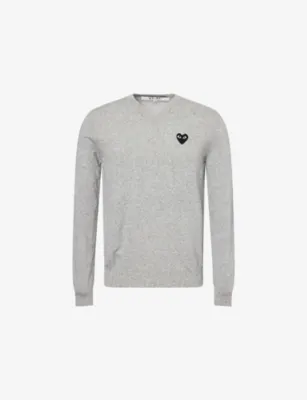 COMME DES GARCONS PLAY Logo-Patch Long-Sleeve Wool Sweater - LIGHT GREY in LIGHT GREY – Mens | Knitwear | Jumpers