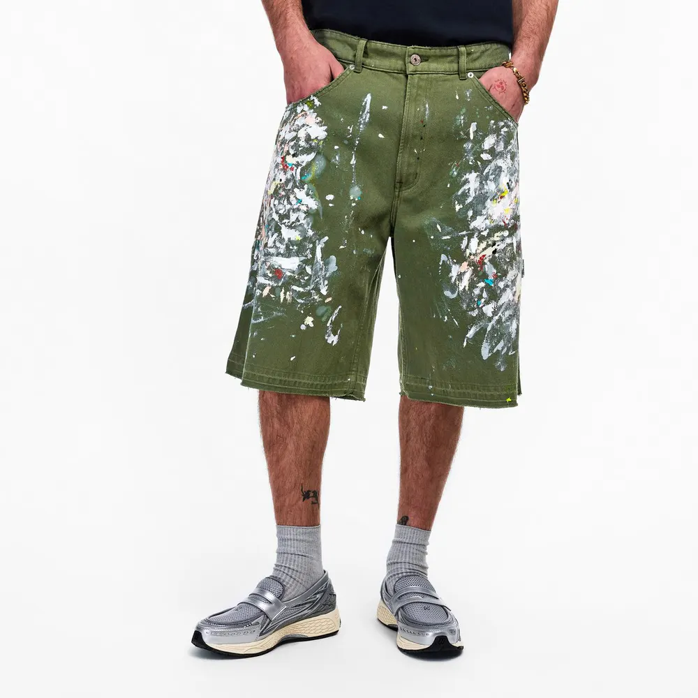 Gallery Dept Men's Denim Shorts in Military Green, additional product view 3