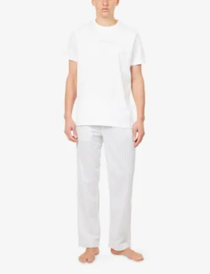 CALVIN KLEIN Brand-Embroidery Crewneck Cotton-Jersey T-Shirt in CLASSIC WHITE, additional product view 2