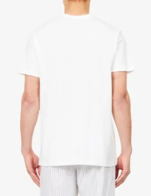 CALVIN KLEIN Brand-Embroidery Crewneck Cotton-Jersey T-Shirt in CLASSIC WHITE, additional product view 3