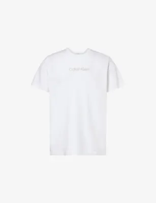 CALVIN KLEIN Brand-Embroidery Crewneck Cotton-Jersey T-Shirt in CLASSIC WHITE – Mens | Underwear & socks | Underwear | T-Shirts