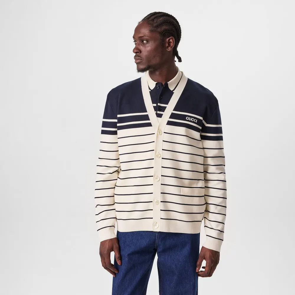 Gucci Striped Knit Cotton Cardigan detail 3