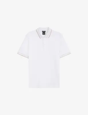 BOSS Contrast-Trim Short-Sleeve Cotton Polo - Dark Blue detail 2