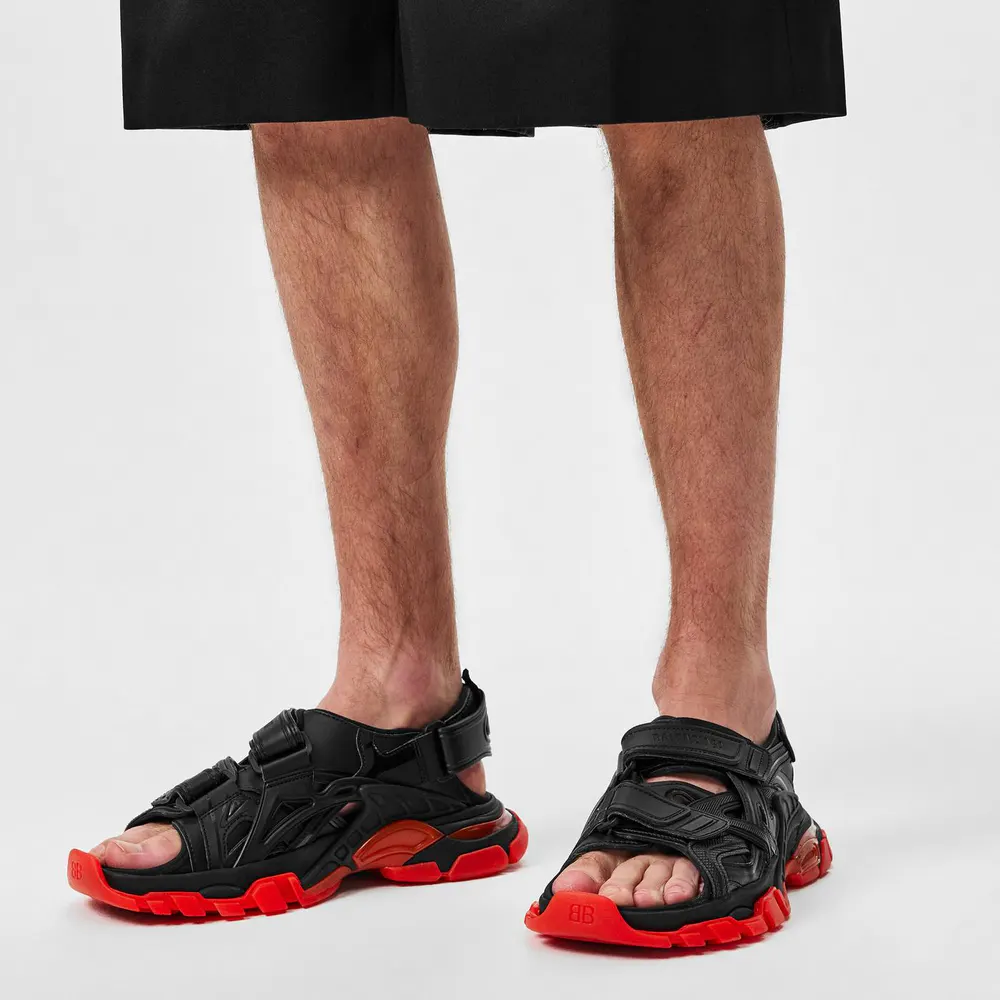 Balenciaga Track Sandals in Black/Red, additional product view 3
