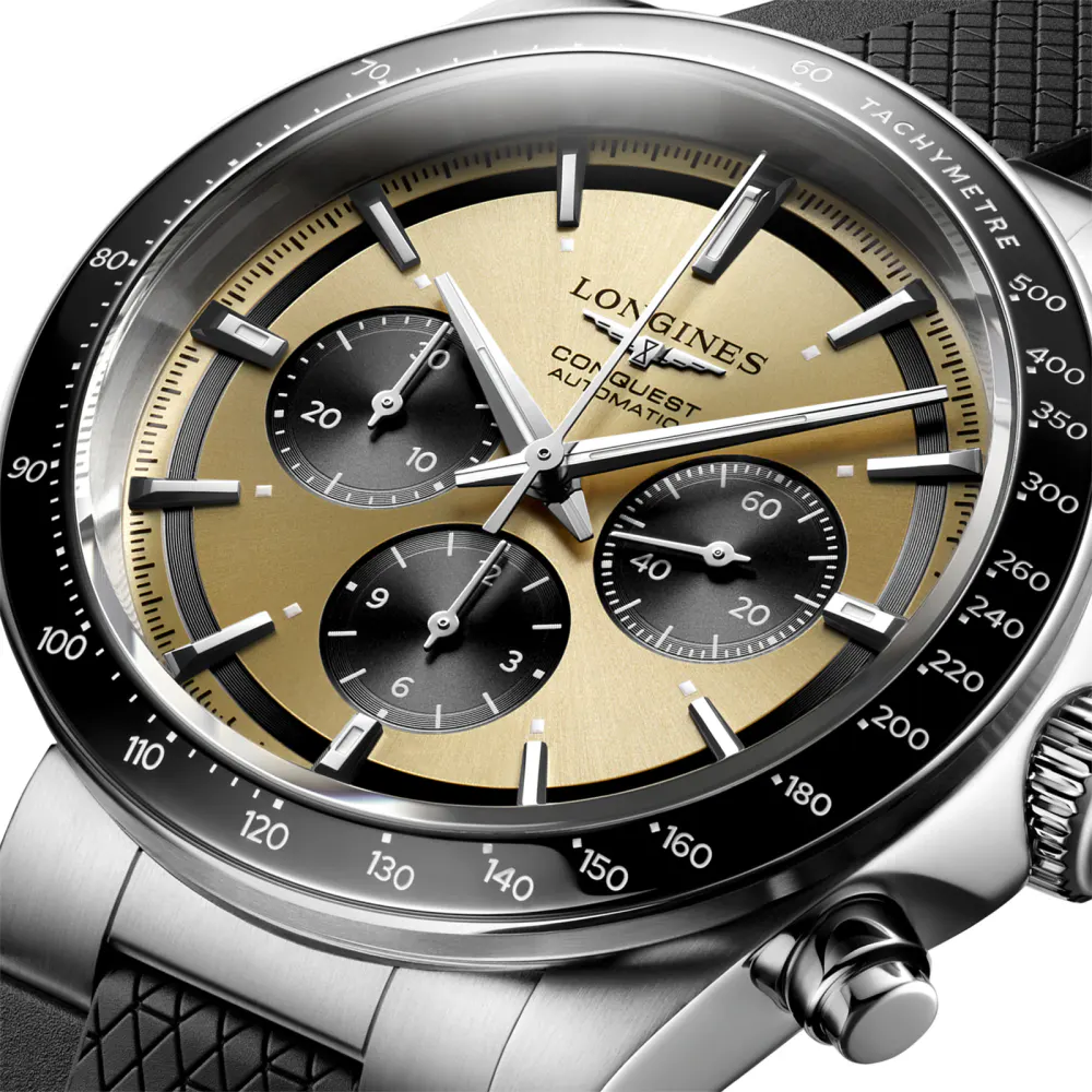 Longines Conquest 42mm Mens Watch Brown detail 2
