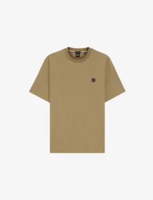 BOSS Brand-Appliqué Regular-Fit Cotton-Jersey T-Shirt - DARK BEIGE - XXXXXL