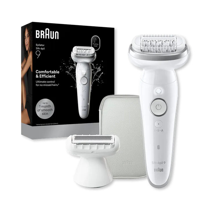BRAUN Silk·épil 9, Wet & Dry Epilator, Lasting Smooth Skin, 9-030, Silver