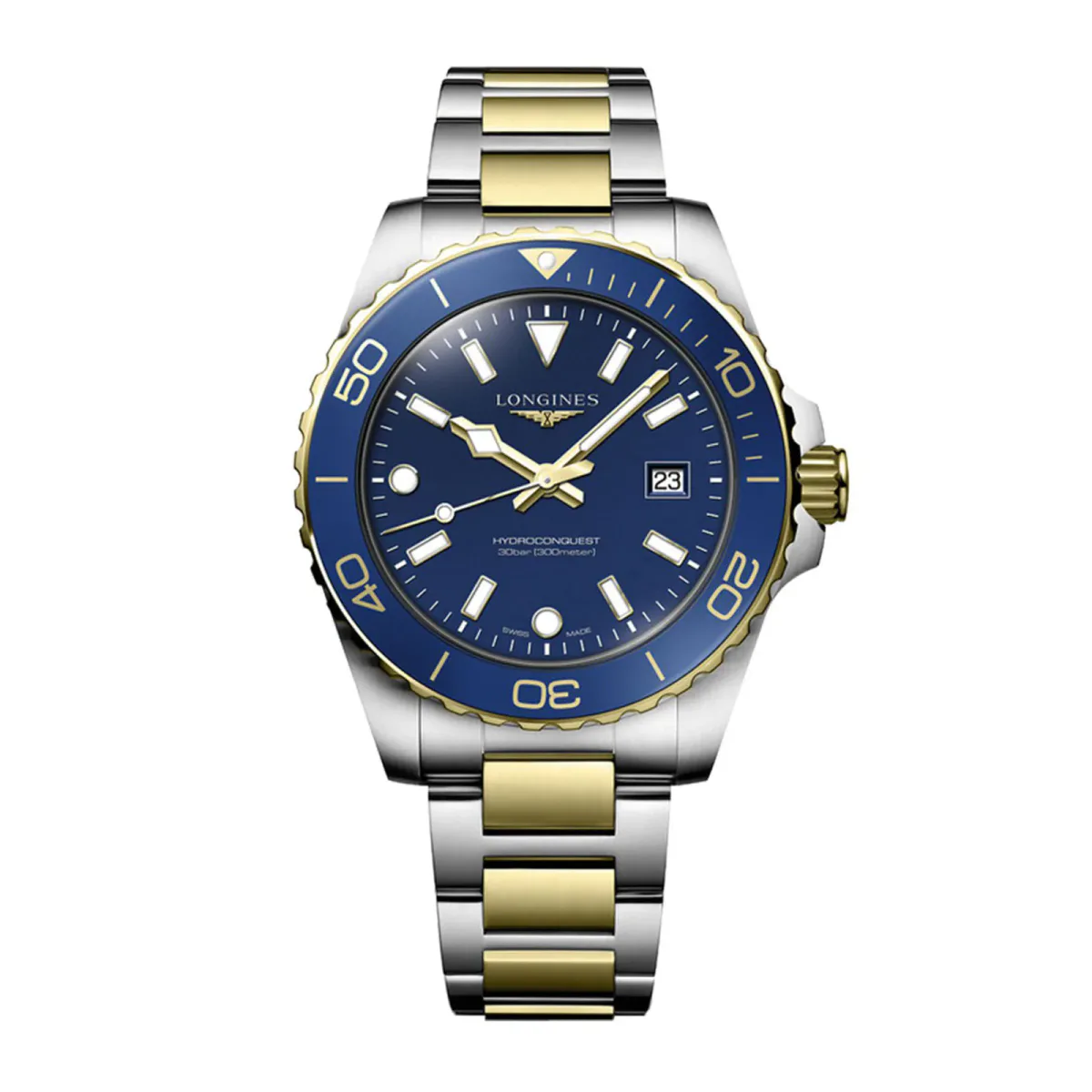 Longines HydroConquest Quartz 42mm Mens Watch Bi-Colour Blue