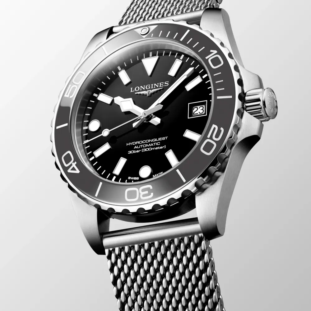Longines Hydroconquest 39mm Mens Watch Black Mesh in Black, additional product view 2