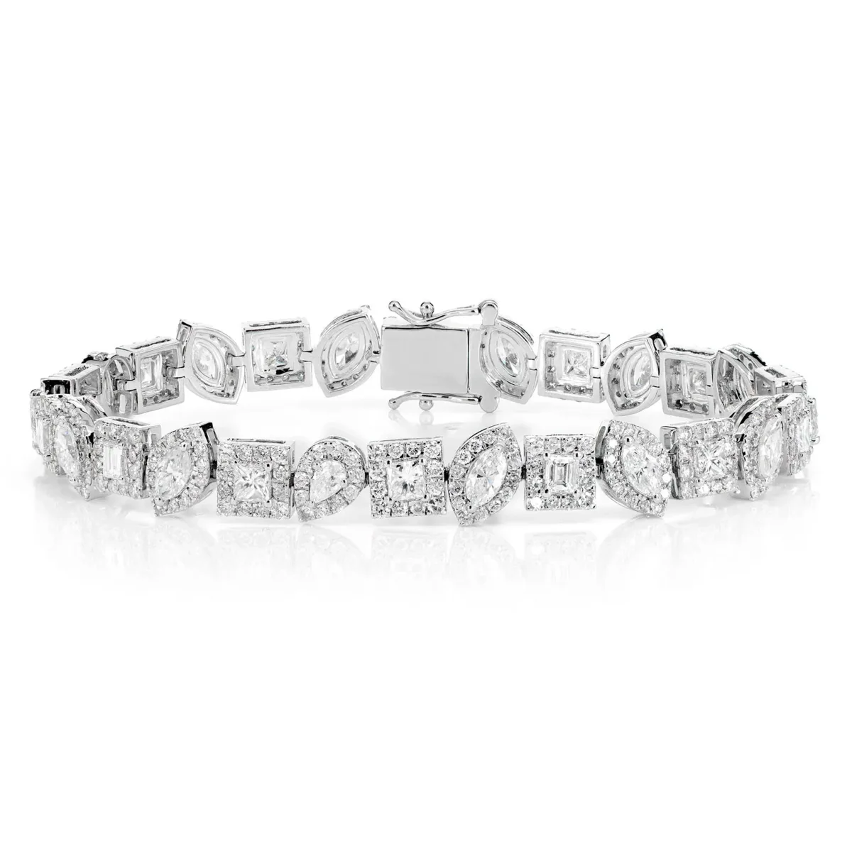 For Him Multi Shape Diamond Halo Tennis Bracelet